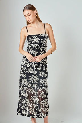 ENDLESS ROSE - Crochet Embroidered Maxi Dress - DRESSES available at Objectrare