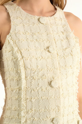 ENDLESS ROSE - Endless Rose - Sleeveless Tweed Fringed Mini Dress - DRESSES available at Objectrare