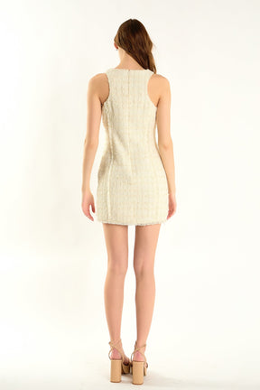 ENDLESS ROSE - Endless Rose - Sleeveless Tweed Fringed Mini Dress - DRESSES available at Objectrare