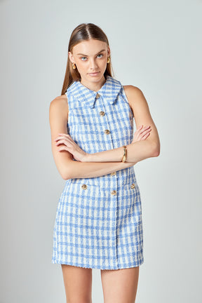 ENDLESS ROSE - Tweed Halter Check Mini Dress - DRESSES available at Objectrare