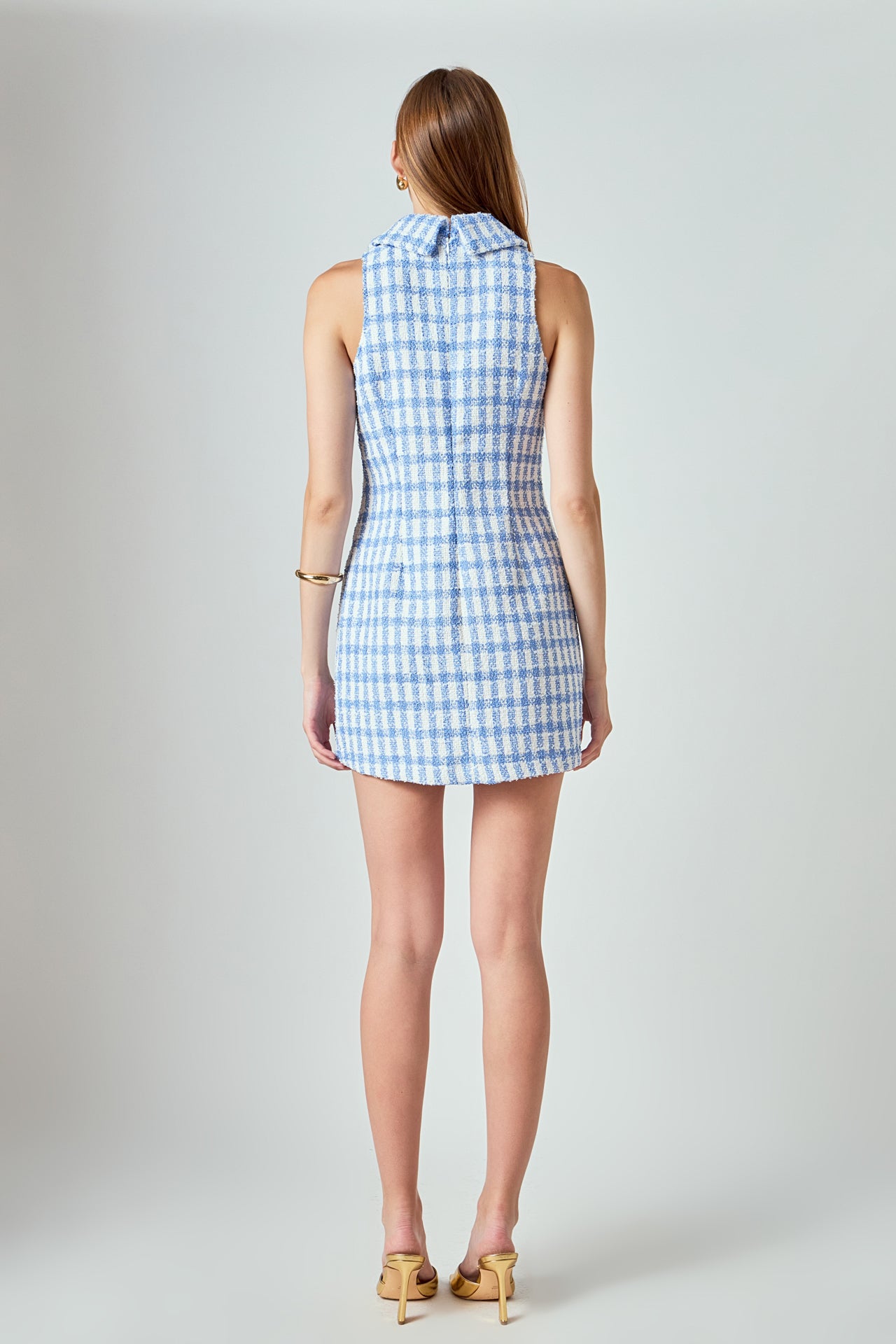 ENDLESS ROSE - Tweed Halter Check Mini Dress - DRESSES available at Objectrare