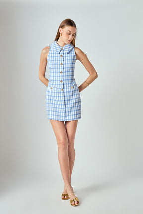 ENDLESS ROSE - Tweed Halter Check Mini Dress - DRESSES available at Objectrare