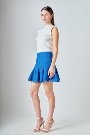 ENDLESS ROSE - Lace Fit and Flare Mini Skirt - SKIRTS available at Objectrare