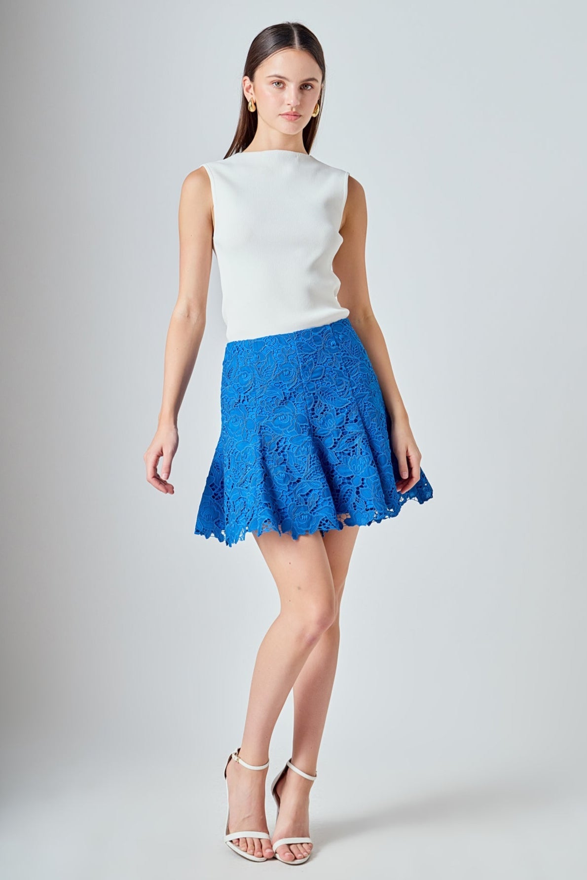 Lace Fit and Flare Mini Skirt