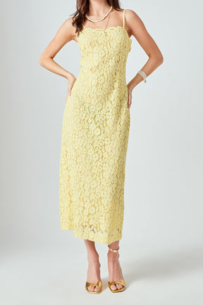 Square Neck Lace Midi Dress