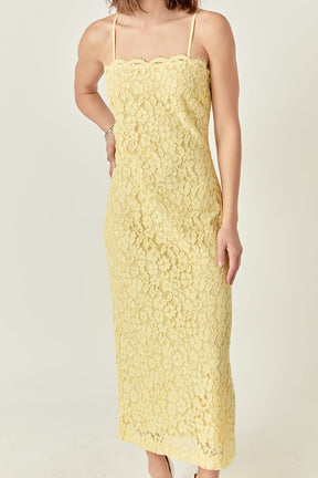 Square Neck Lace Midi Dress