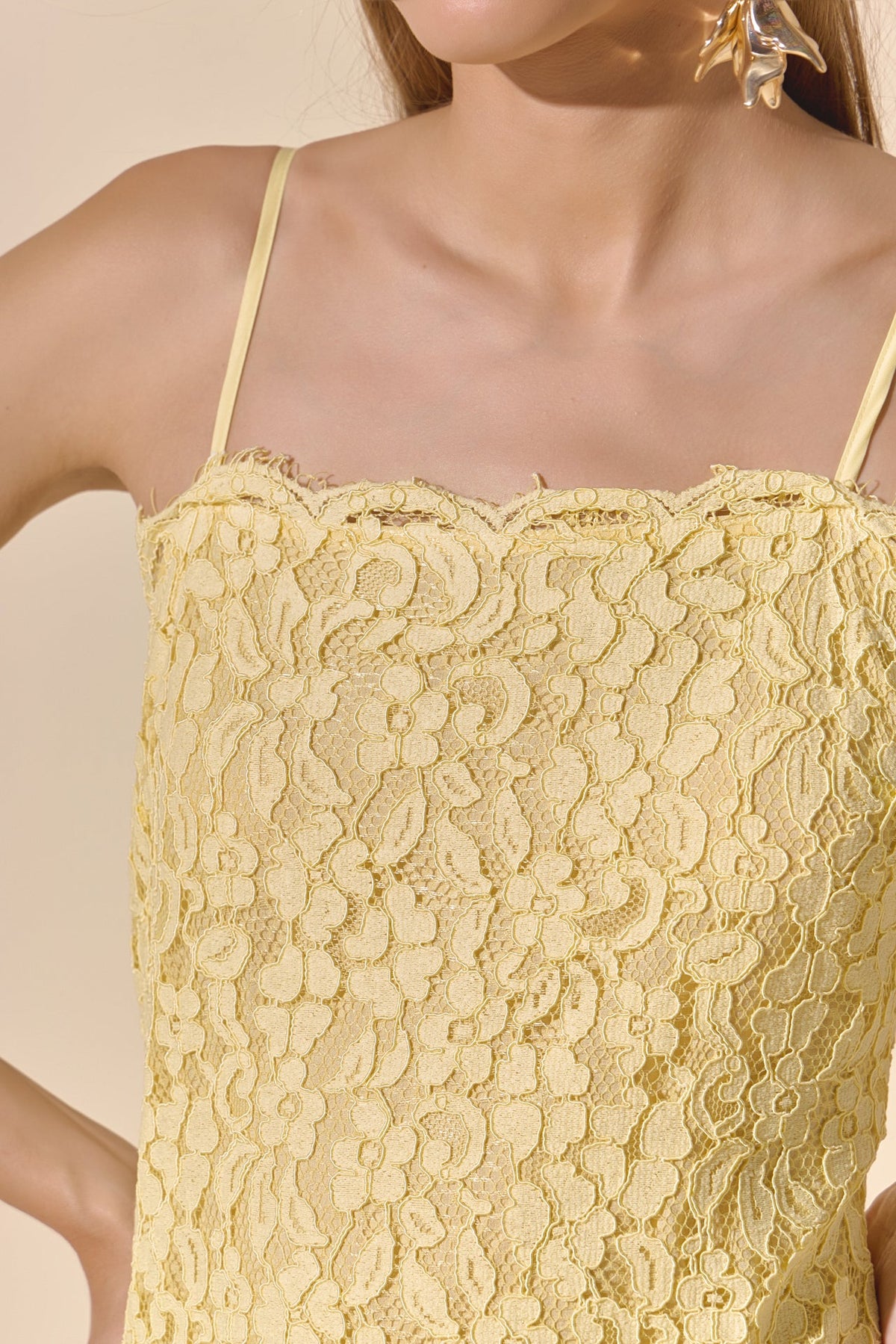 ENDLESS ROSE - Square Neck Lace Midi Dress - DRESSES available at Objectrare