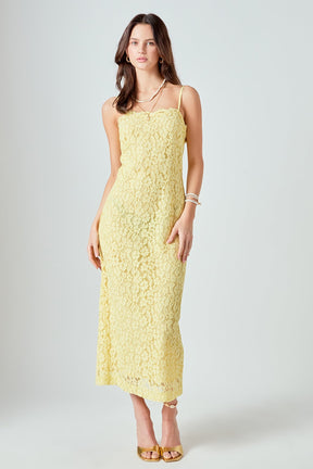 ENDLESS ROSE - Square Neck Lace Midi Dress - DRESSES available at Objectrare