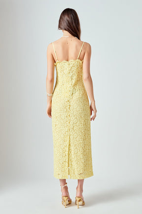 ENDLESS ROSE - Square Neck Lace Midi Dress - DRESSES available at Objectrare