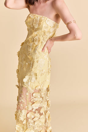 ENDLESS ROSE - Strapless Floral Embroidered Maxi Dress - DRESSES available at Objectrare