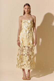 ENDLESS ROSE - Strapless Floral Embroidered Maxi Dress - DRESSES available at Objectrare