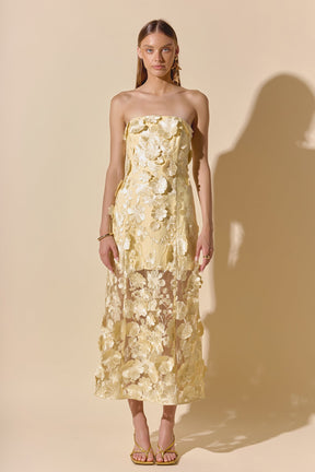 ENDLESS ROSE - Strapless Floral Embroidered Maxi Dress - DRESSES available at Objectrare
