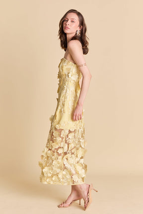ENDLESS ROSE - Strapless Floral Embroidered Maxi Dress - DRESSES available at Objectrare