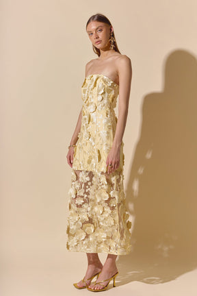 ENDLESS ROSE - Strapless Floral Embroidered Maxi Dress - DRESSES available at Objectrare