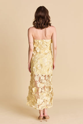 Strapless Floral Embroidered Maxi Dress