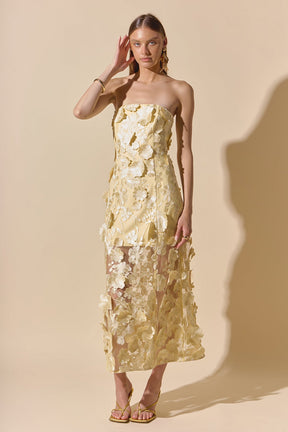 ENDLESS ROSE - Strapless Floral Embroidered Maxi Dress - DRESSES available at Objectrare