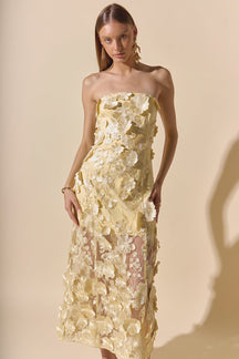 ENDLESS ROSE - Strapless Floral Embroidered Maxi Dress - DRESSES available at Objectrare