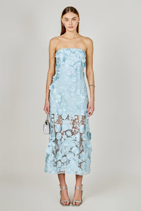 ENDLESS ROSE - Strapless Floral Embroidered Maxi Dress - DRESSES available at Objectrare