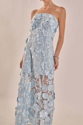 ENDLESS ROSE - Strapless Floral Embroidered Maxi Dress - DRESSES available at Objectrare