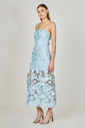 ENDLESS ROSE - Strapless Floral Embroidered Maxi Dress - DRESSES available at Objectrare