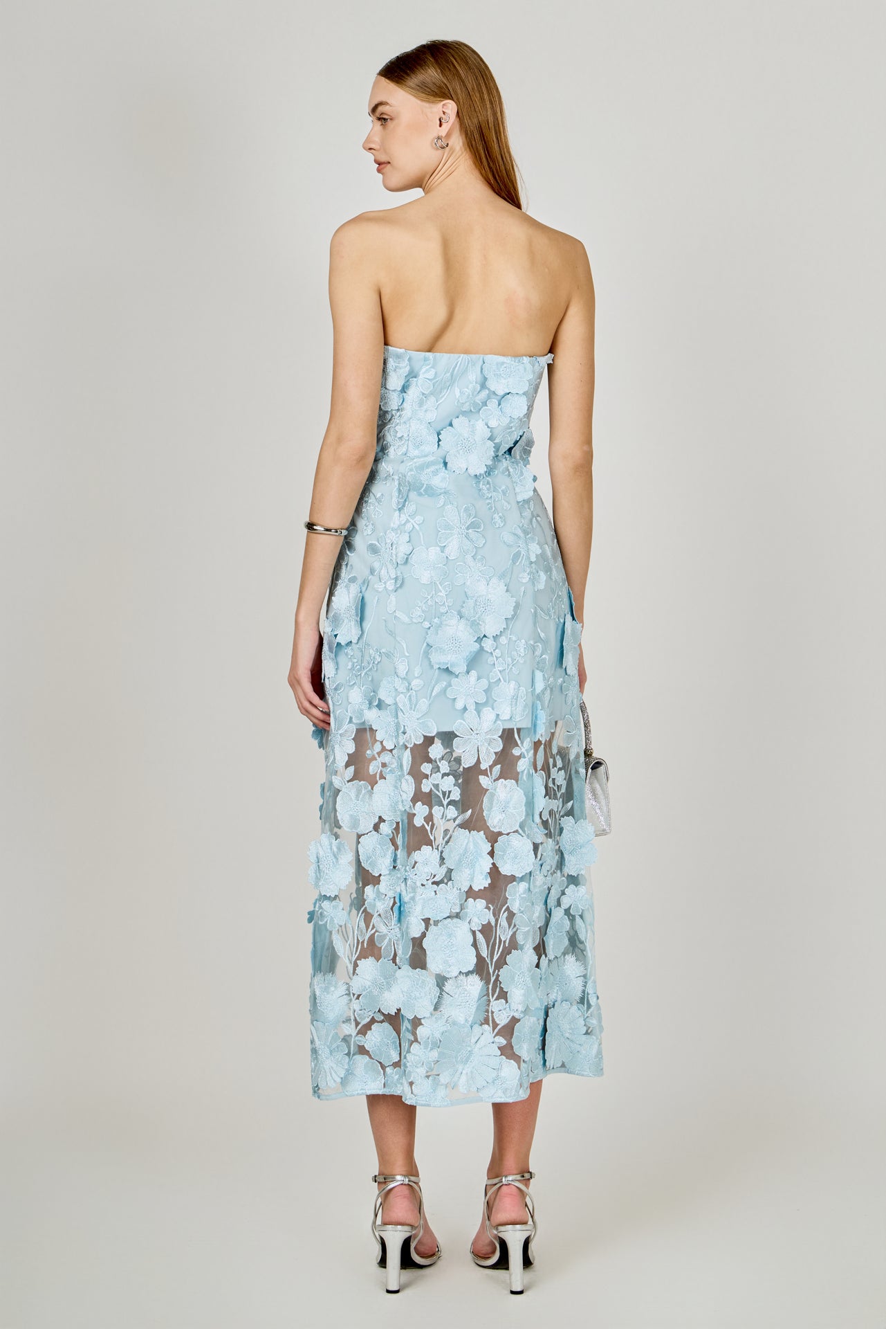 Endless Rose - Strapless Floral Embroidered Maxi Dress BUTTER / L Endless Rose - Strapless Floral Embroidered Maxi Dress BUTTER / L