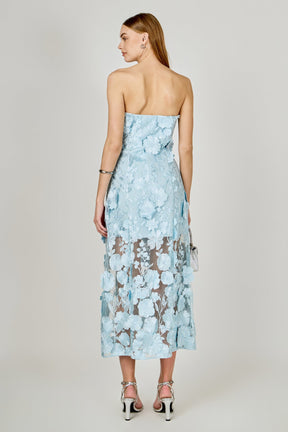 ENDLESS ROSE - Strapless Floral Embroidered Maxi Dress - DRESSES available at Objectrare