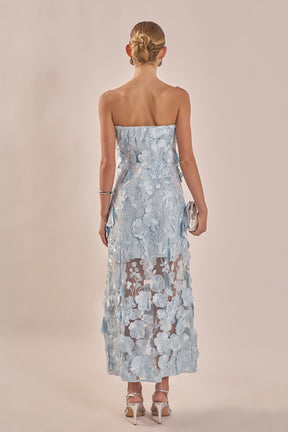 ENDLESS ROSE - Strapless Floral Embroidered Maxi Dress - DRESSES available at Objectrare
