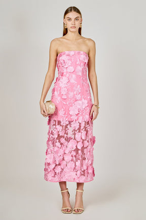 ENDLESS ROSE - Strapless Floral Embroidered Maxi Dress - DRESSES available at Objectrare
