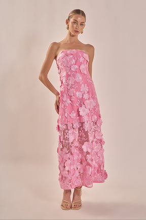 ENDLESS ROSE - Strapless Floral Embroidered Maxi Dress - DRESSES available at Objectrare