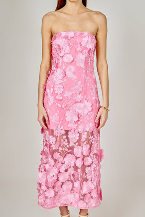 ENDLESS ROSE - Strapless Floral Embroidered Maxi Dress - DRESSES available at Objectrare