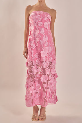 ENDLESS ROSE - Strapless Floral Embroidered Maxi Dress - DRESSES available at Objectrare