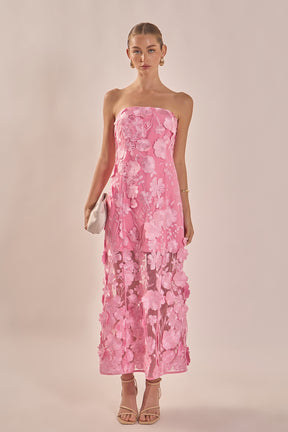 ENDLESS ROSE - Strapless Floral Embroidered Maxi Dress - DRESSES available at Objectrare