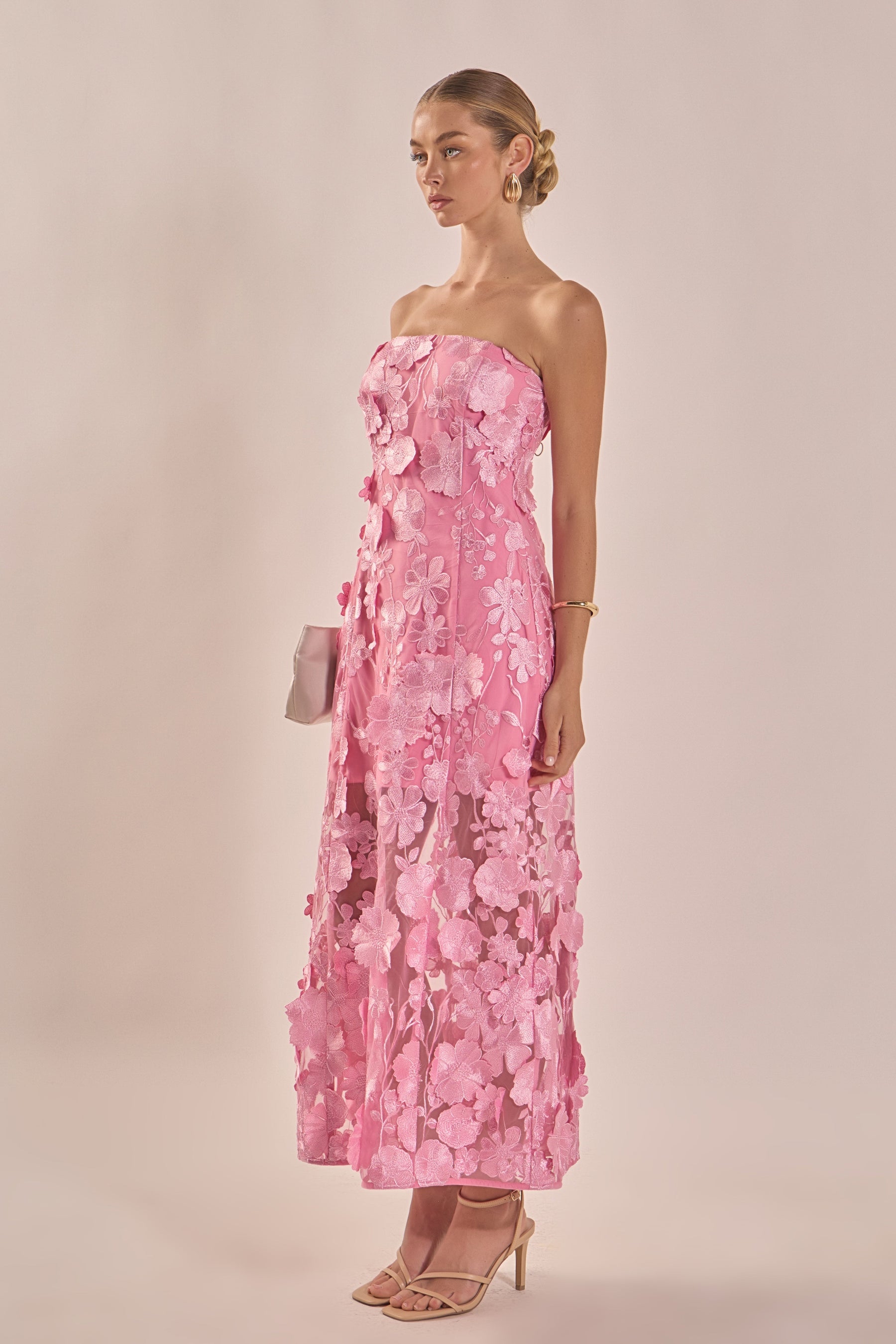 Strapless Floral Embroidered Maxi Dress Strapless Floral Embroidered Maxi Dress
