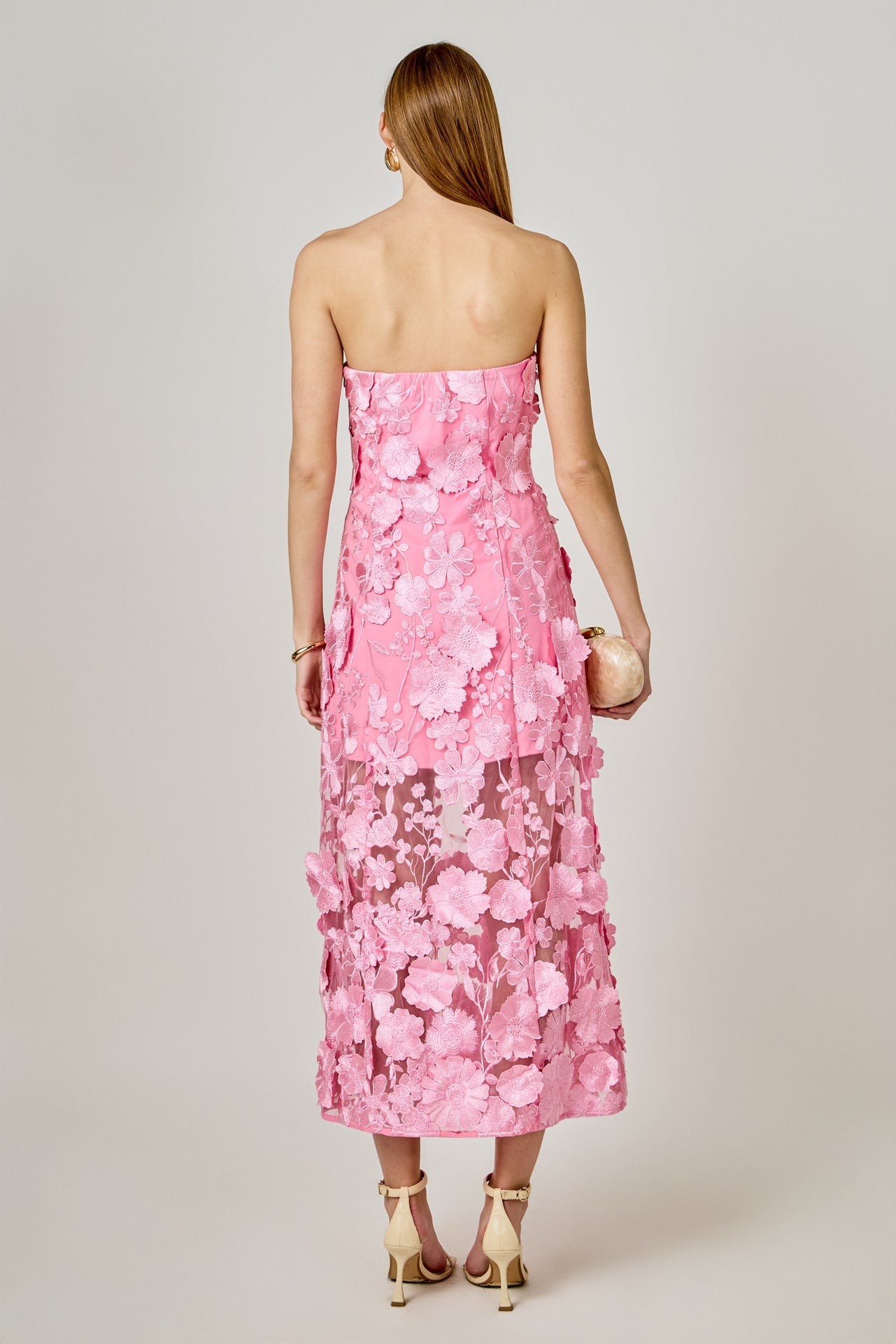 ENDLESS ROSE - Strapless Floral Embroidered Maxi Dress - DRESSES available at Objectrare
