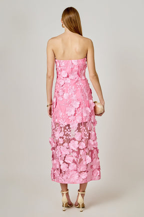 ENDLESS ROSE - Strapless Floral Embroidered Maxi Dress - DRESSES available at Objectrare