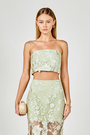 ENDLESS ROSE - Strapless Floral Embroidered Top - TOPS available at Objectrare