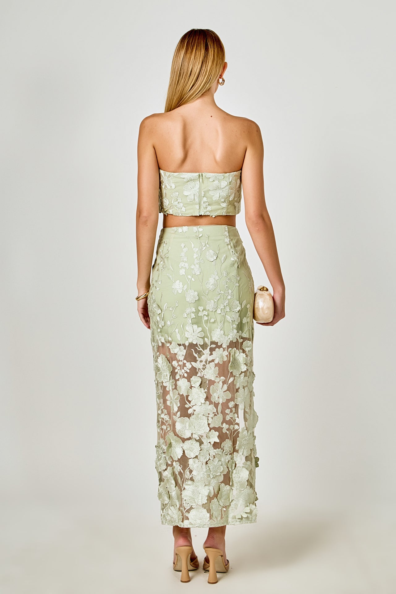 ENDLESS ROSE - Strapless Floral Embroidered Top - TOPS available at Objectrare