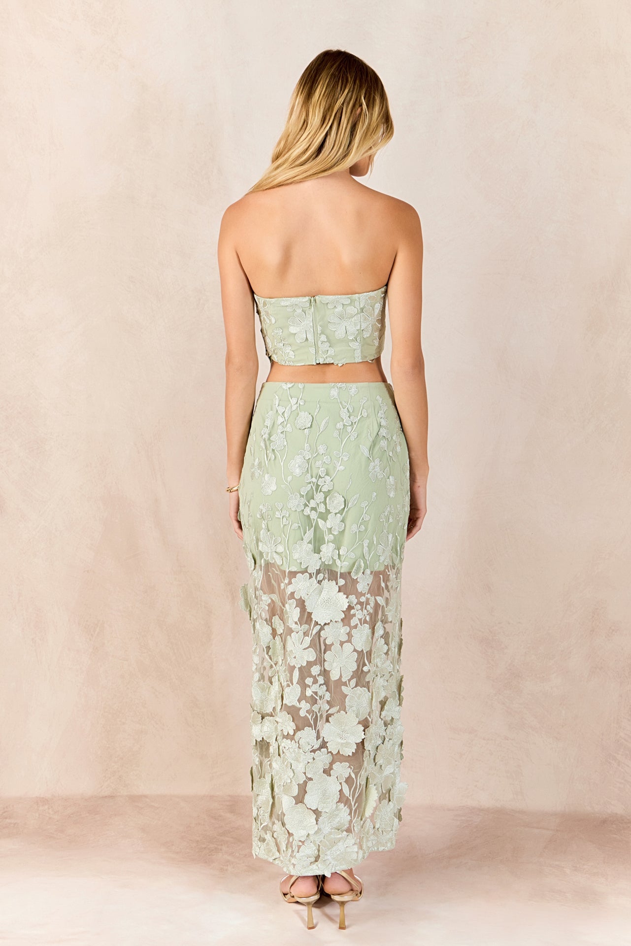 Strapless Floral Embroidered Top