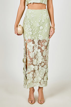 ENDLESS ROSE - Floral Embroidered Midi Skirt - SKIRTS available at Objectrare