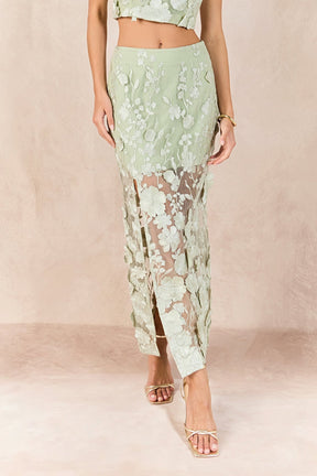 Floral Embroidered Midi Skirt