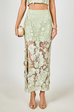 Floral Embroidered Midi Skirt