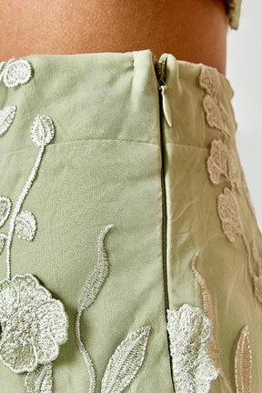 ENDLESS ROSE - Floral Embroidered Midi Skirt - SKIRTS available at Objectrare