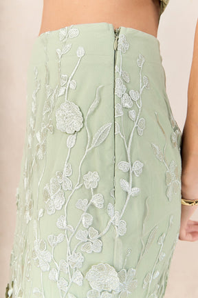 Floral Embroidered Midi Skirt