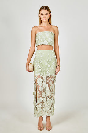 ENDLESS ROSE - Floral Embroidered Midi Skirt - SKIRTS available at Objectrare