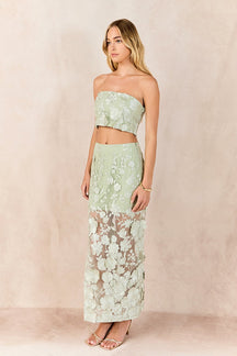 Floral Embroidered Midi Skirt