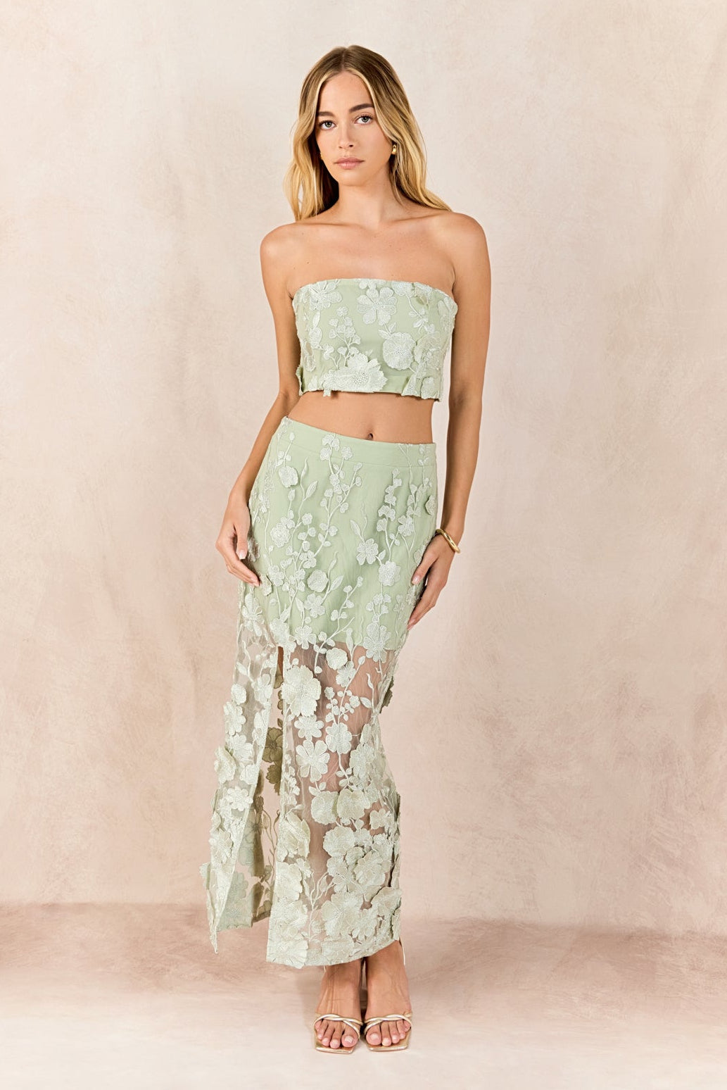 Floral Embroidered Midi Skirt