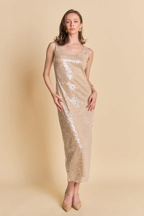 ENDLESS ROSE - Scoop Neck Sequins Midi Dress - DRESSES available at Objectrare