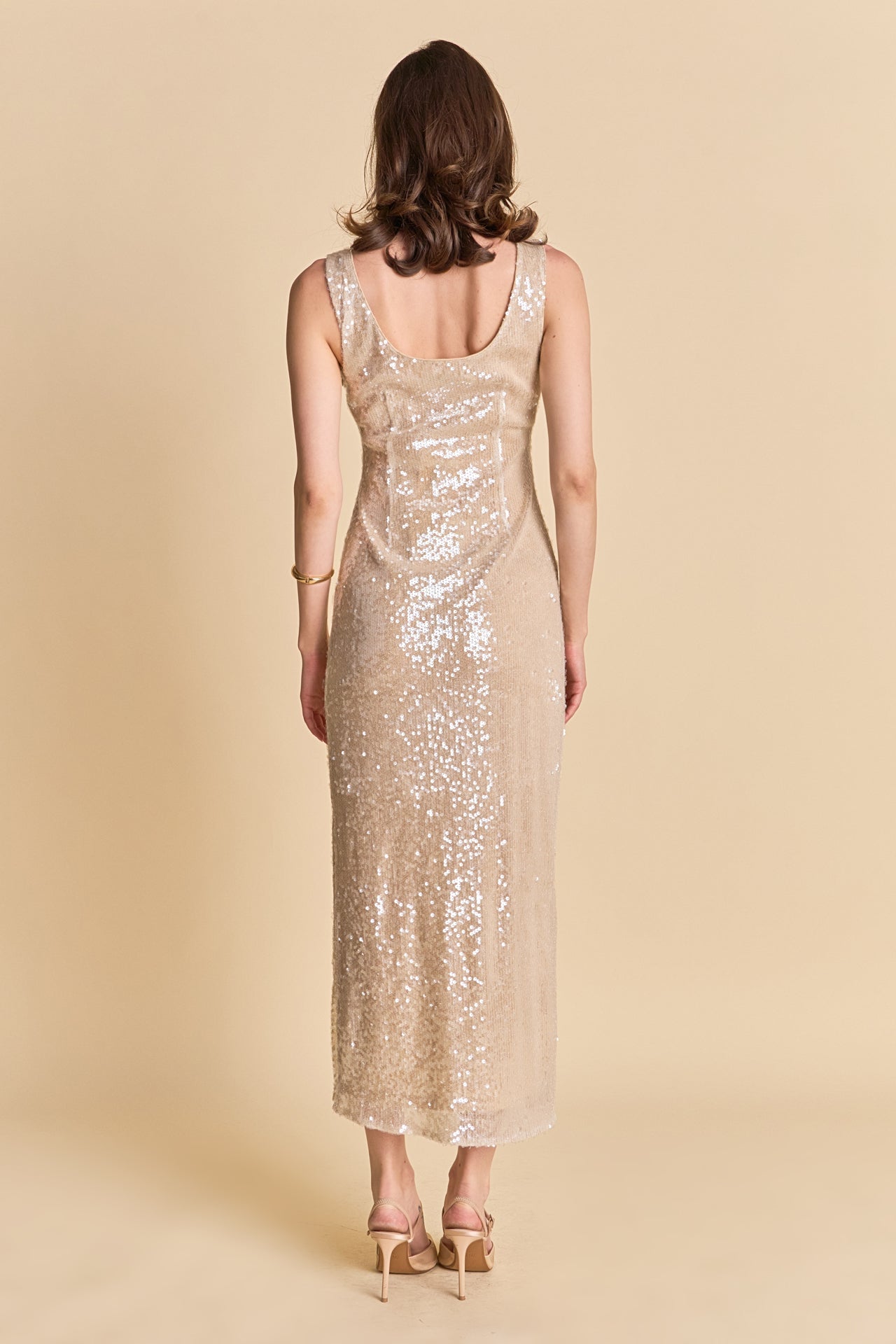 ENDLESS ROSE - Scoop Neck Sequins Midi Dress - DRESSES available at Objectrare