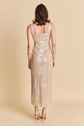 ENDLESS ROSE - Scoop Neck Sequins Midi Dress - DRESSES available at Objectrare