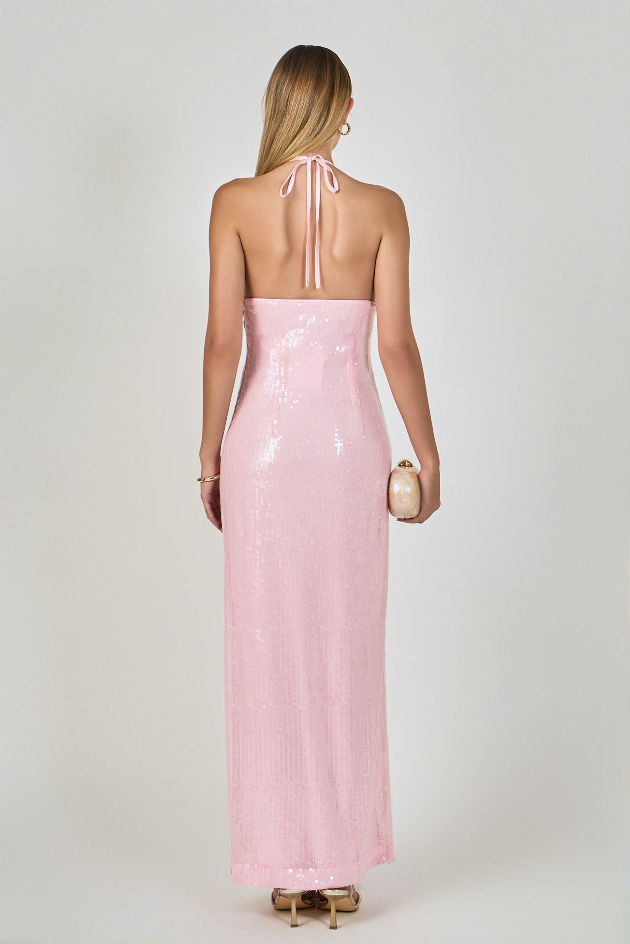 Rose Haltered Sequined Maxi Dress